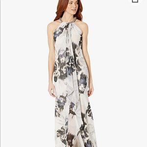 Calvin Klein Women's Halter Neck Gown with Draped Front & Beading